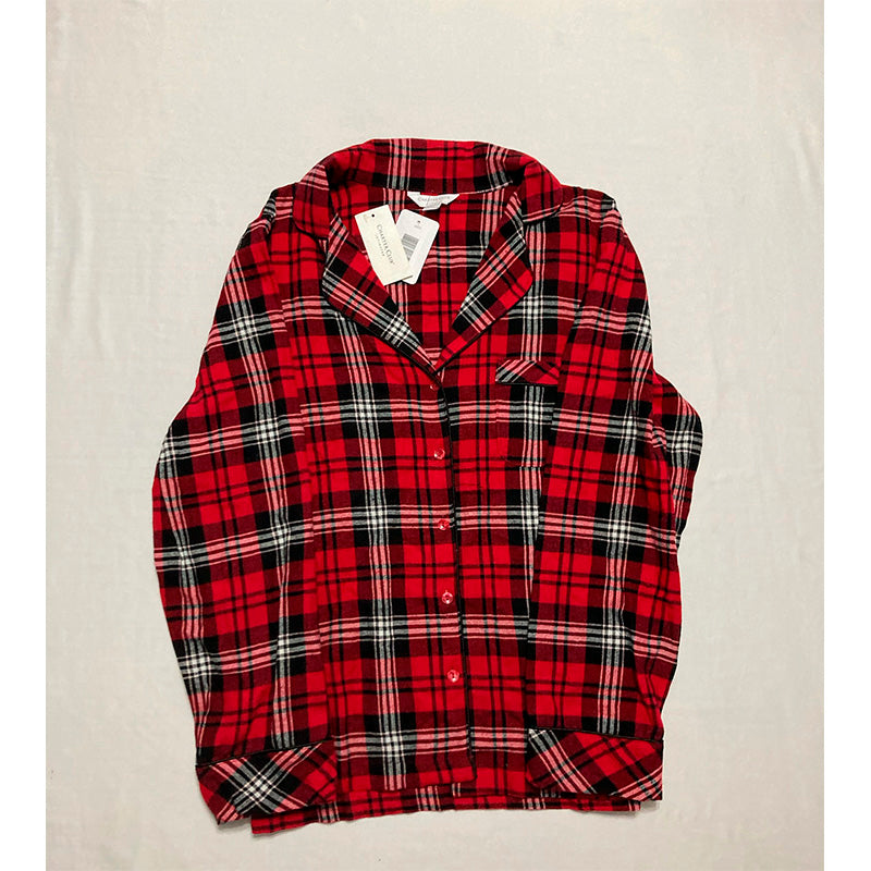Charter Club Printed Cotton Flannel Pajama Top M