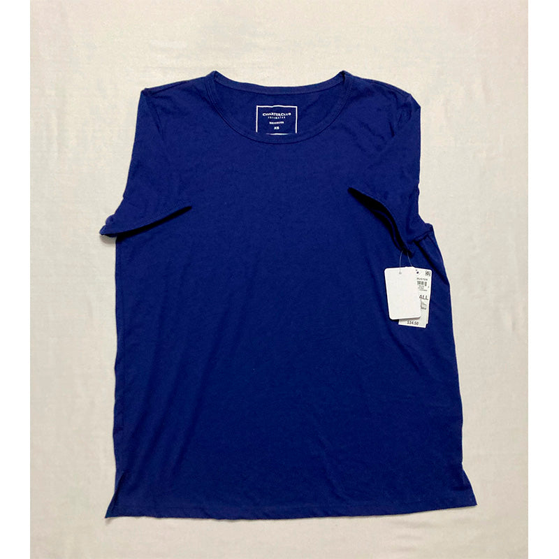 Charter Club Pajama Top Round Neck Blue XS