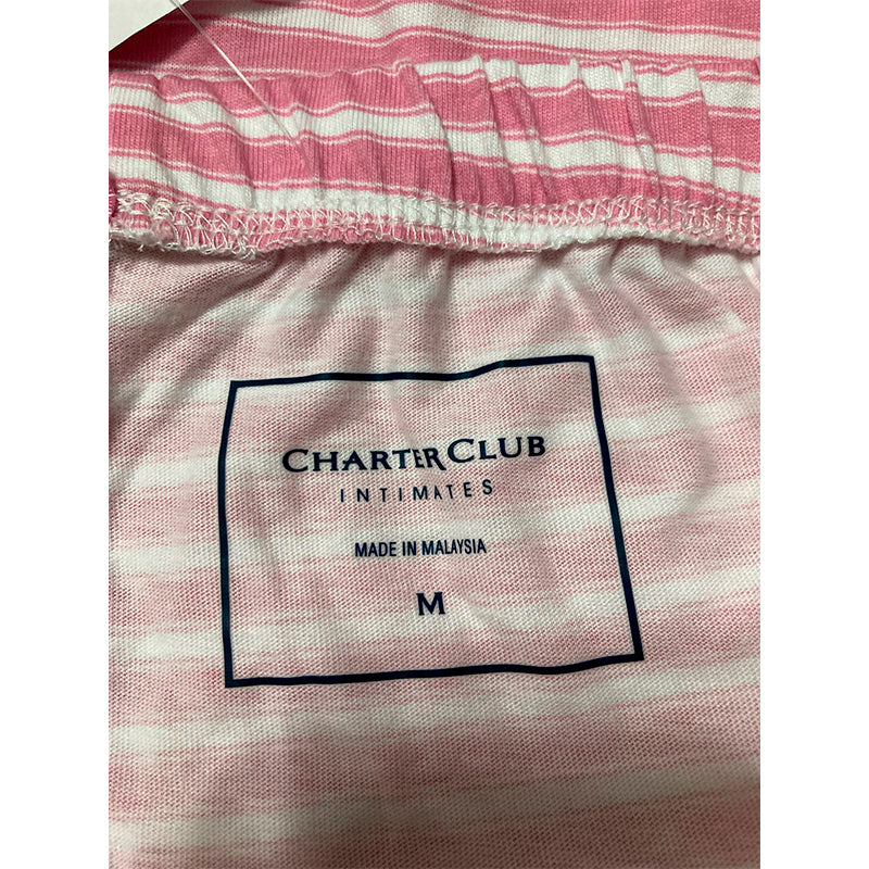 Charter Club Sleep Shorts Striped Pink/White M