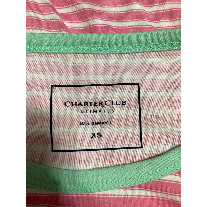 Charter Club Sleep Only Top Round Neck Striped Red/Green XS
