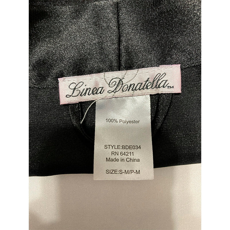 NWD Linea Donatella Short Satin Wrap Robe Black M