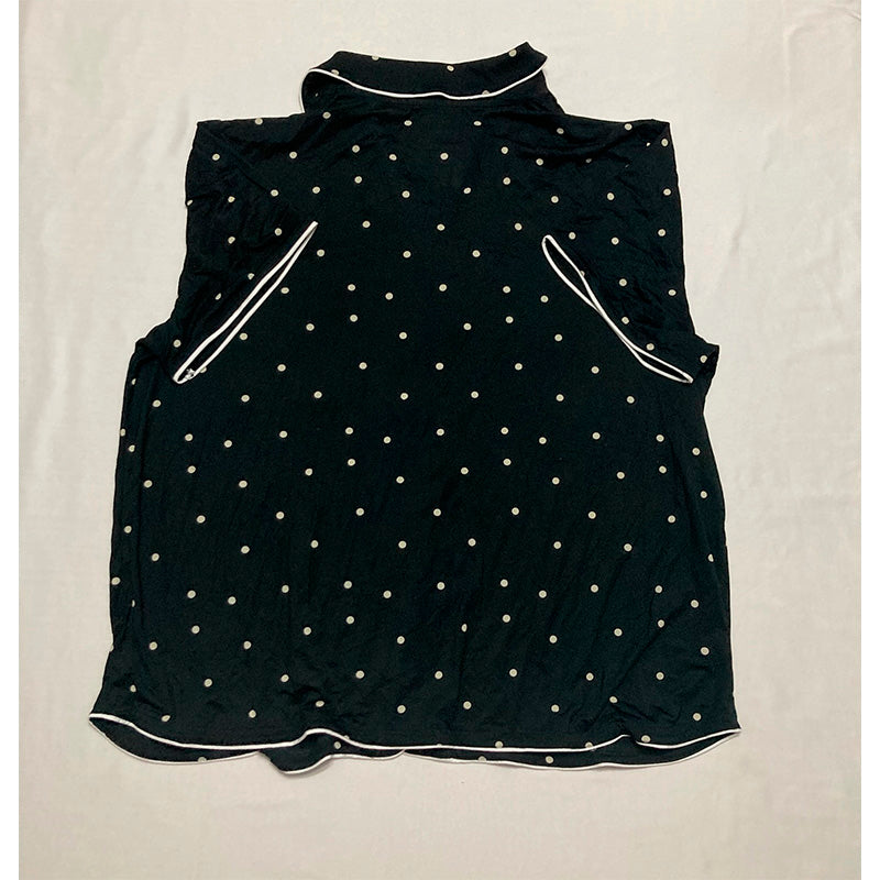 State of day Only Pajama top notch collar Polka Dot Black 2XL