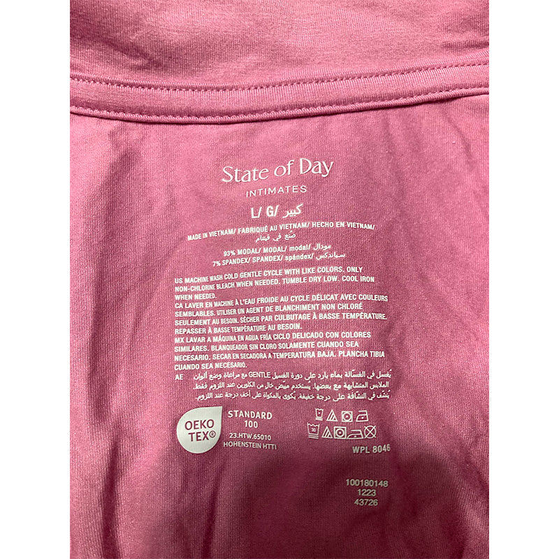 State of day Only pajama top notch collar pink L