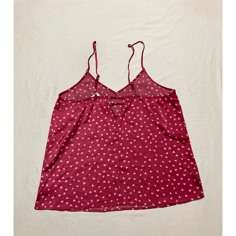 Splendid Only Pajama Top Sleeveless Burgundy Heart M