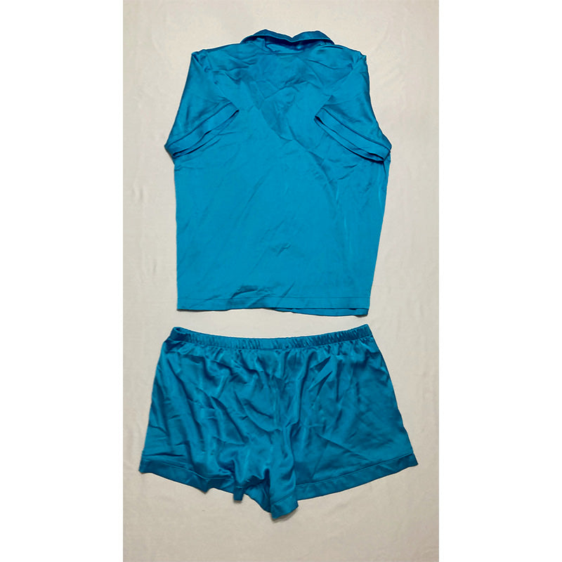 INC 2 Piece Pajama Set Notch Collar Blue XL