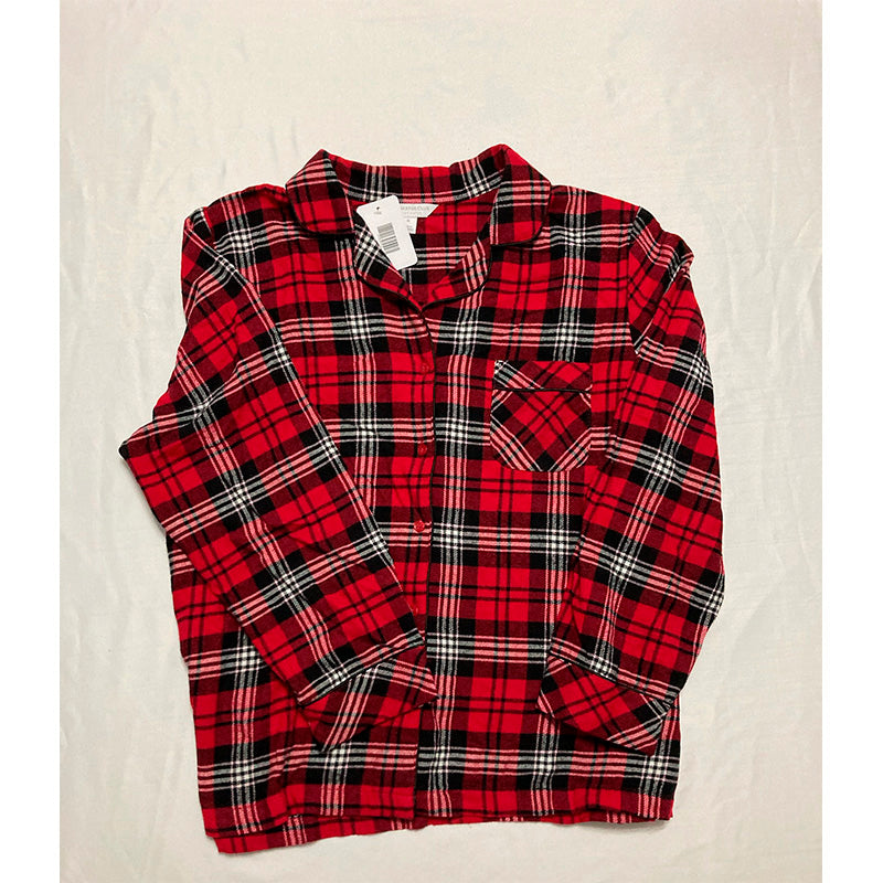 Charter Club Only Pajama Top Notch Collar Multicolor XL