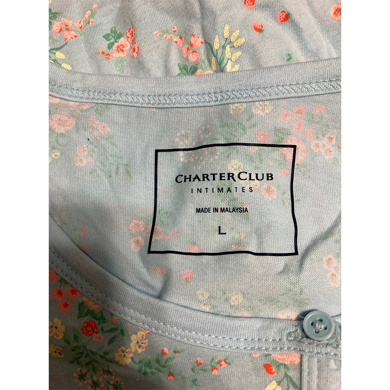 Charter CLub Only Pajama Top Round Neck Floral L
