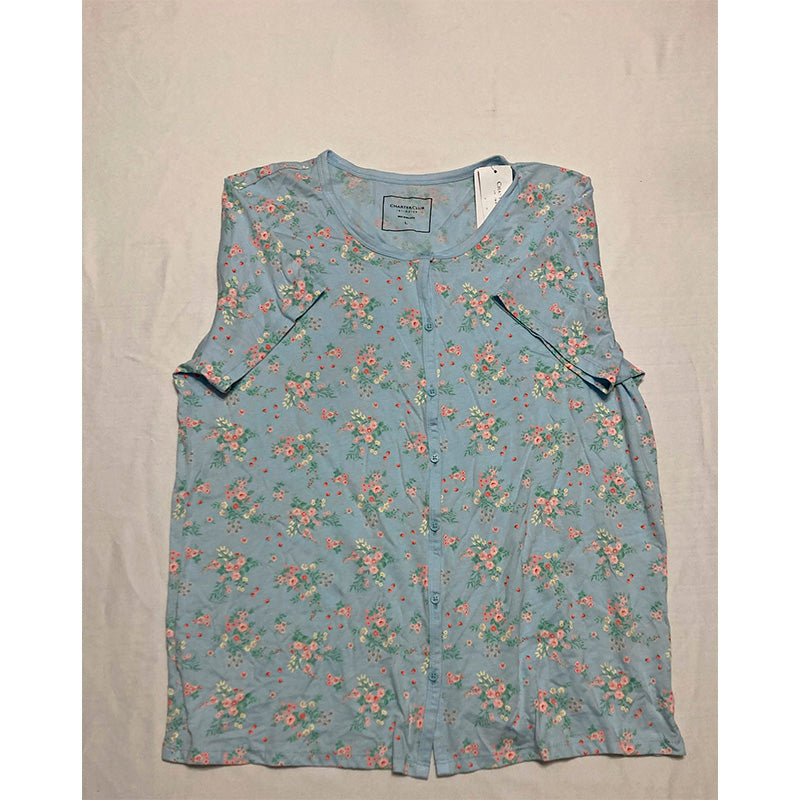 Charter CLub Only Pajama Top Round Neck Floral L