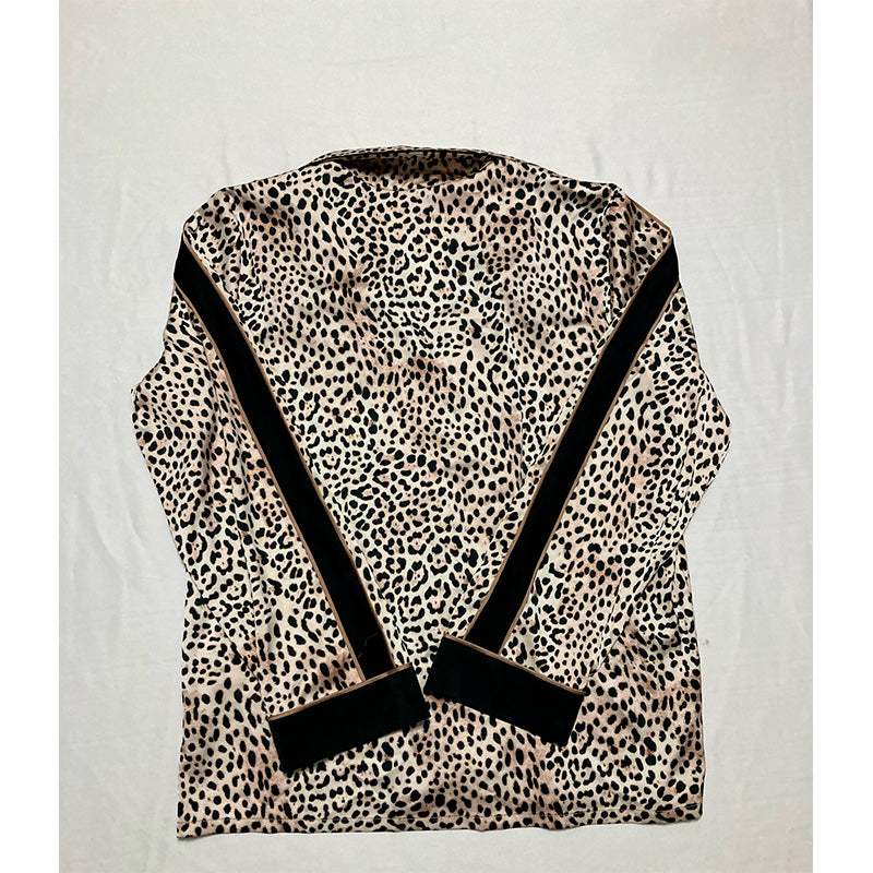 INC Only Pajama Top Notch Collar Animal Print S