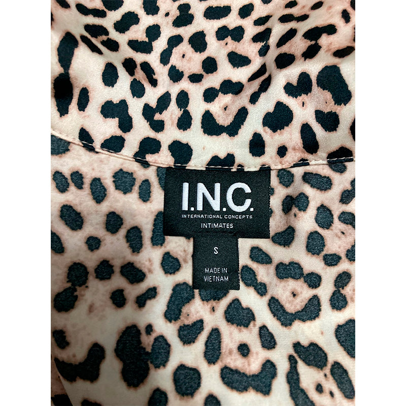 INC Only Pajama Top Notch Collar Animal Print S