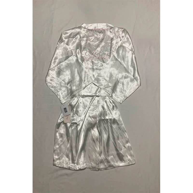 Linea Donatella Bride Satin Wrap Robe & Cami Set White L