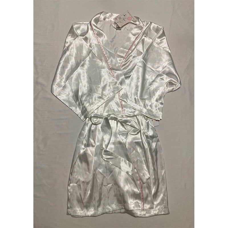 Linea Donatella Bride Satin Wrap Robe & Cami Set White L