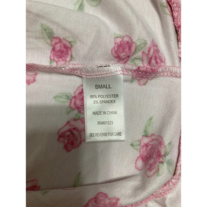 Roudelain Yummy Ruffle-Trim Notch Collar Pajama Set Roses S