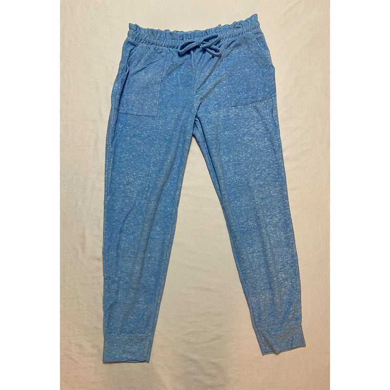 Roudelain Hoodie & Paperbag-Waist Jogger Pants Lounge Set Blue L