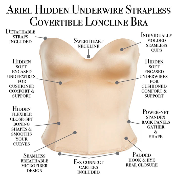 Dominique Ariel Hidden Underwire Longline Bra WHITE 34B