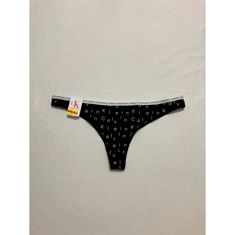 CK One Cotton Singles Thong Underwear Black and White L