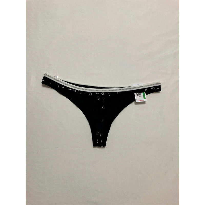 CK One Cotton Singles Thong Underwear Black and White L