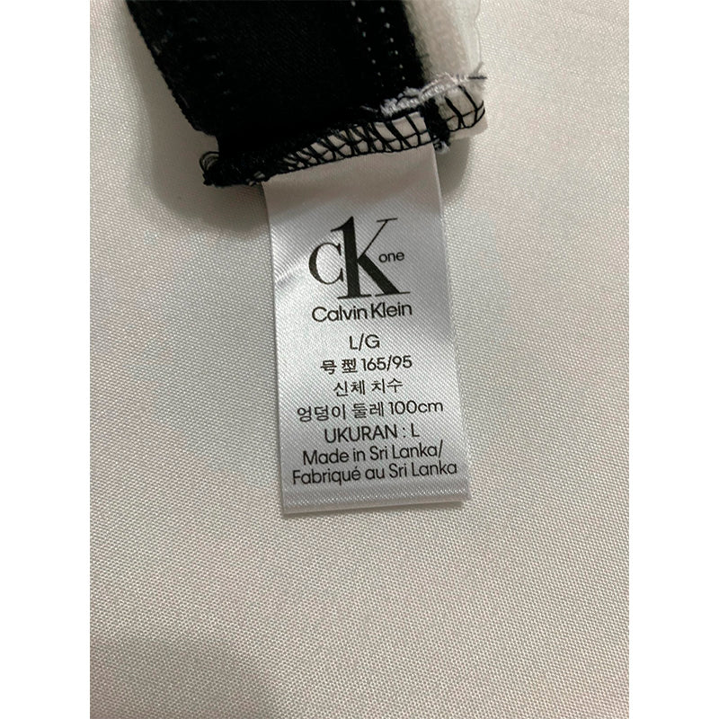 CK One Cotton Singles Thong Underwear Black and White L