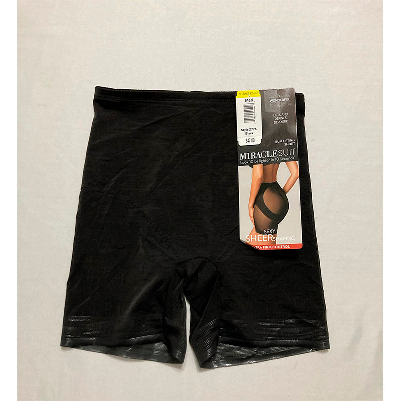 Miraclesuit Shapewear Sheer Derriere Lift Boyshorts Black Body Shaper M