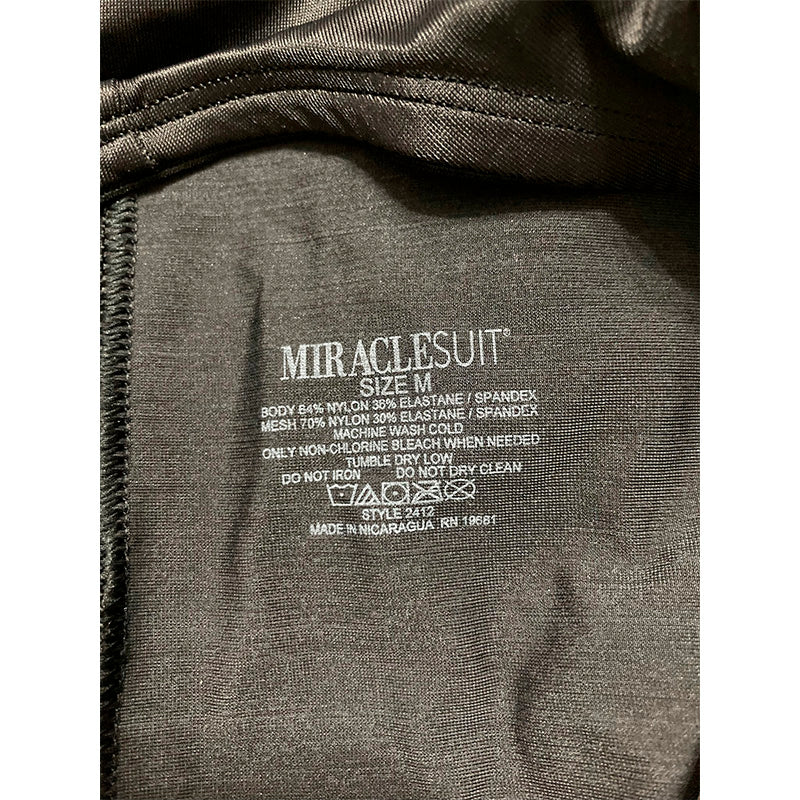 Miraclesuit Tummy Tuck Open Bust Bike Shorts Bodysuit Black M