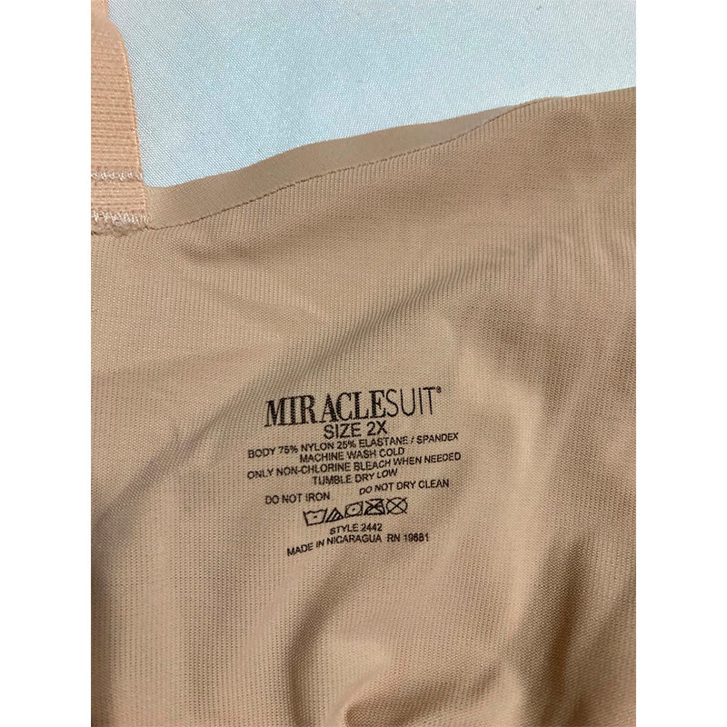 Miraclesuit Firm Control Low Back All-In-One Bike Shorts Beige 2X