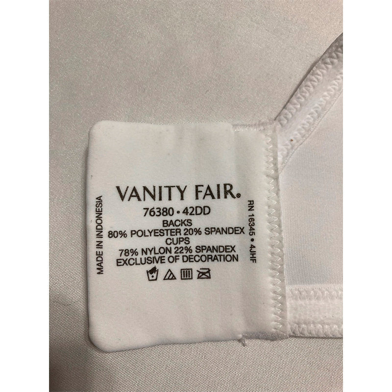 Vanity Fair Full Figure Beauty Back Smoothing Bra Underwire White 42DD