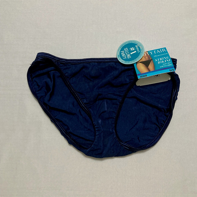 Vanity Fair Illumination String Bikini Panties Silky Stretch & Satin Trim Ghost Navy 5