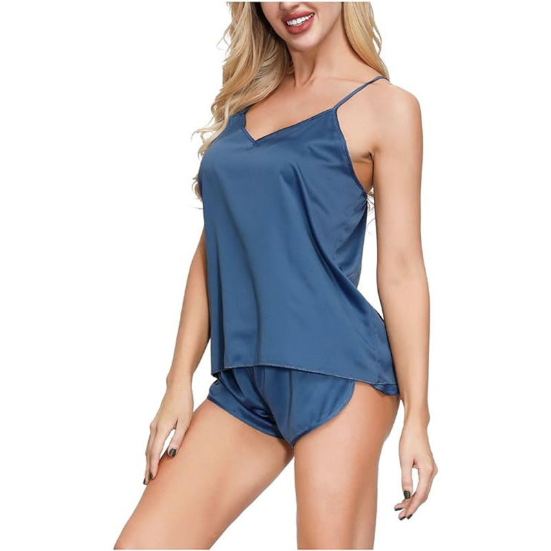 INK+IVY Sleepwear Tank Top and Matching Cami Short Blue S