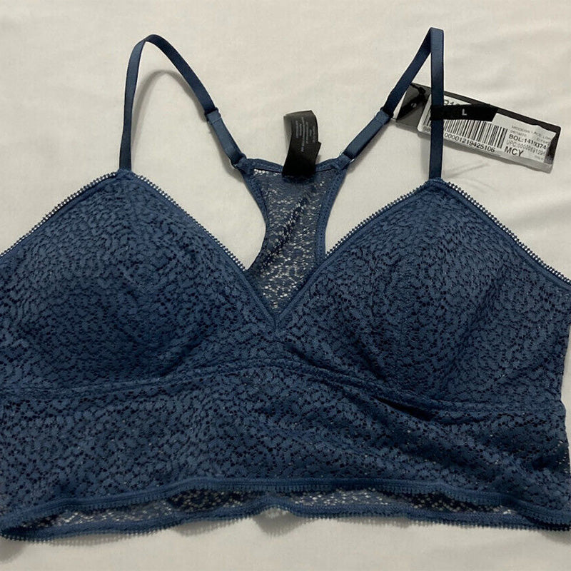 DKNY Modern Lace Racerback Bra Foam lined cups Blue L