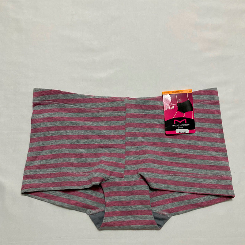 Maidenform Cotton Boyshort Boy Shorts Panties Pink Ribbon Stripe S