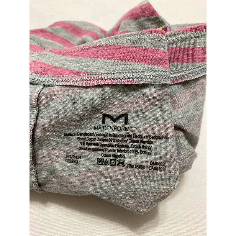 Maidenform Cotton Boyshort Boy Shorts Panties Pink Ribbon Stripe S