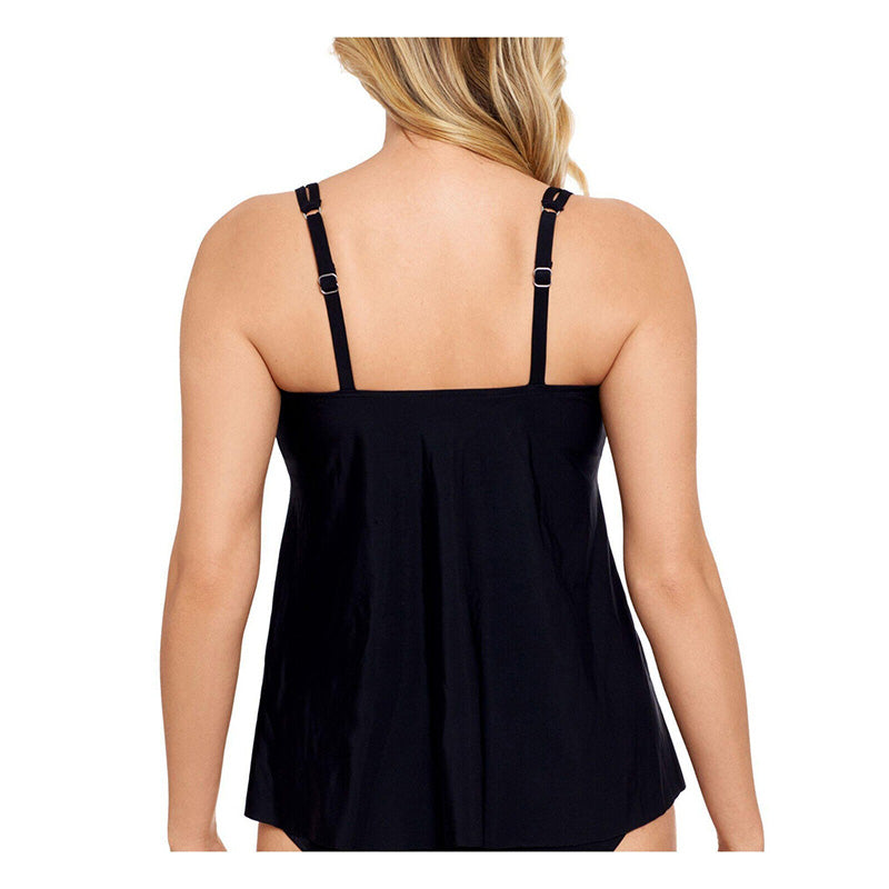Swim Solutions Pleated-Front Underwire Tankini Top Black 14