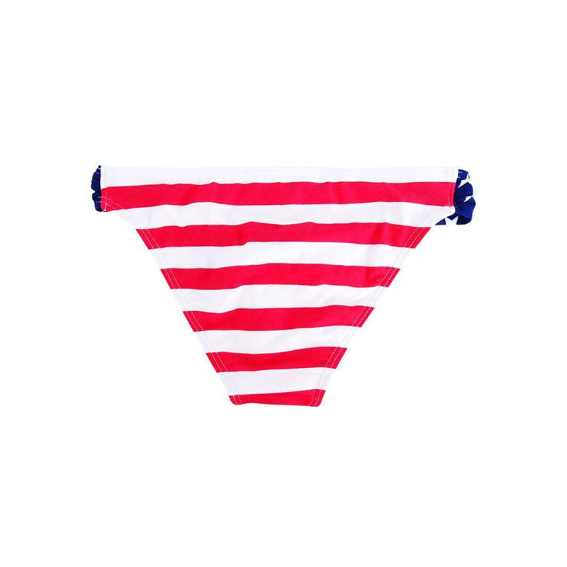 California Waves Ruched Stars-and-Stripes Hipster Bikini Bottom Multicolor XS