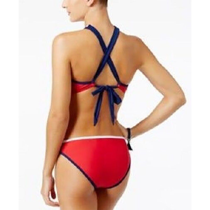 California Waves America High-Neck Bikini Top Swimsuit Red XL