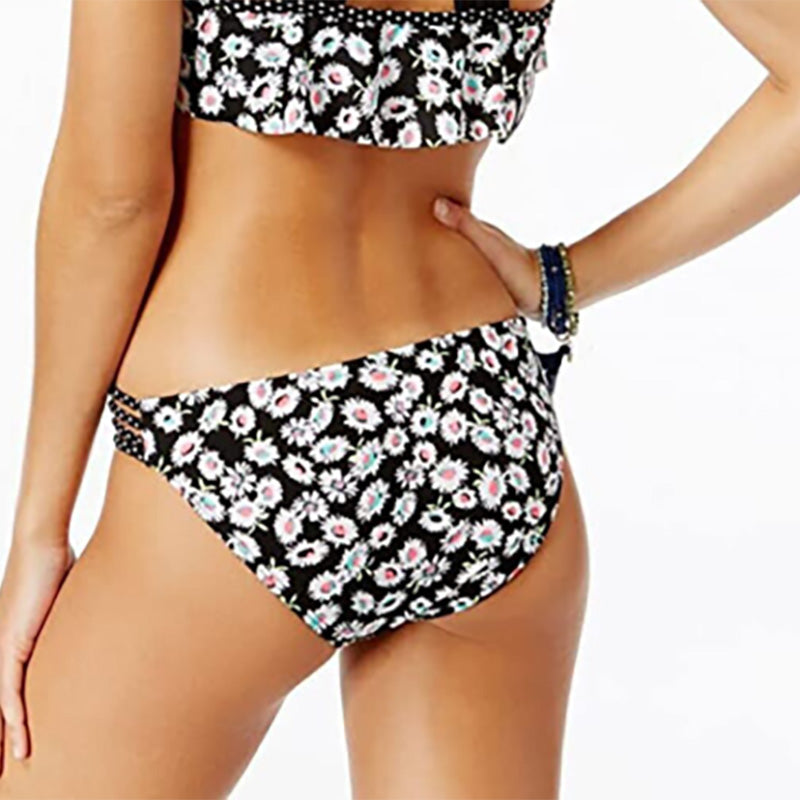 California Waves Daisy Duke Floral Print Strappy Bikini Bottoms Multicolor S
