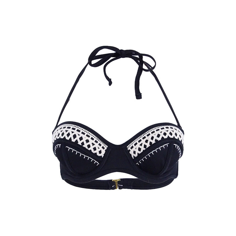 California Waves Jr Push-Up Underwire Bustier Bikini Top Black S