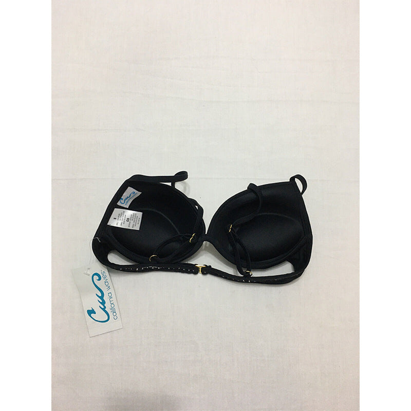 California Waves Crochet Trim Summer Swim Top Separates Black S