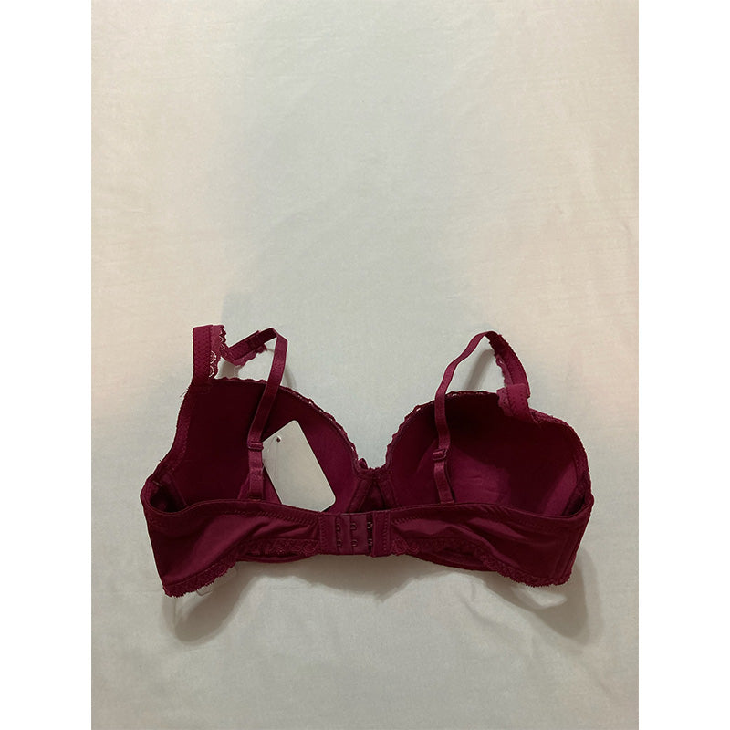 Jezebel Lace-Trim Underwire Bra Burgundy 34C