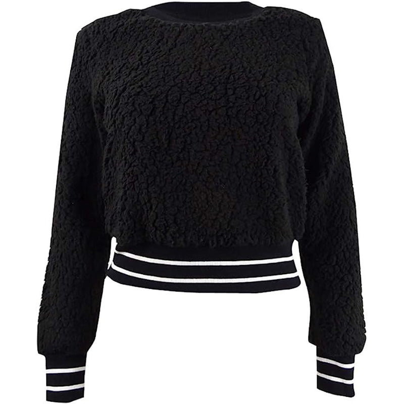 Jenni by Jennifer Moore Cropped Faux Sherpa Only Pajama Top Black XL