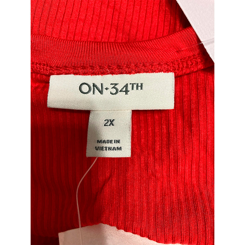 On 34th Ribbed T-Shirt Red 2X