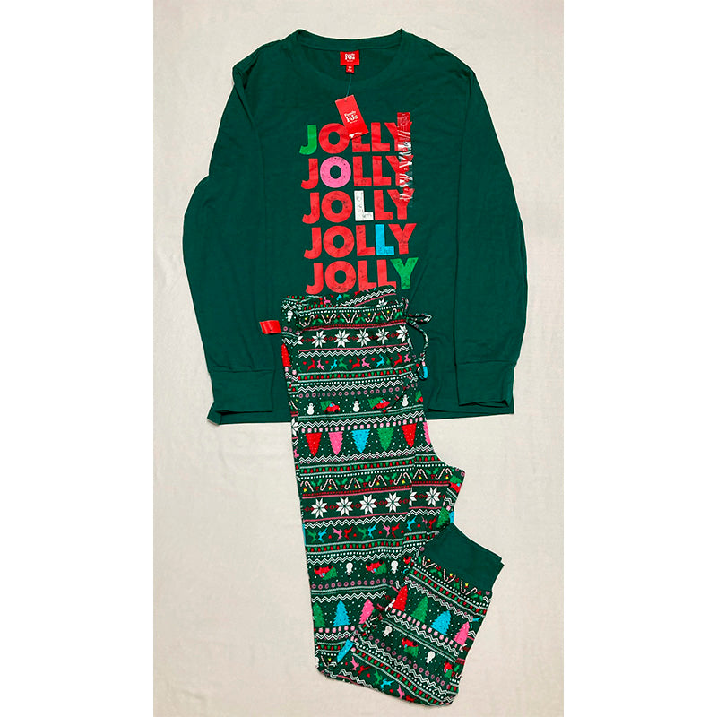 Family Pajamas Men's Mix It Jolly Fair Pajamas Set Green XL