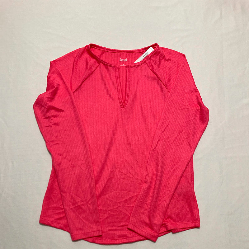 Jenni Split-Neck Pajama Top Pink S