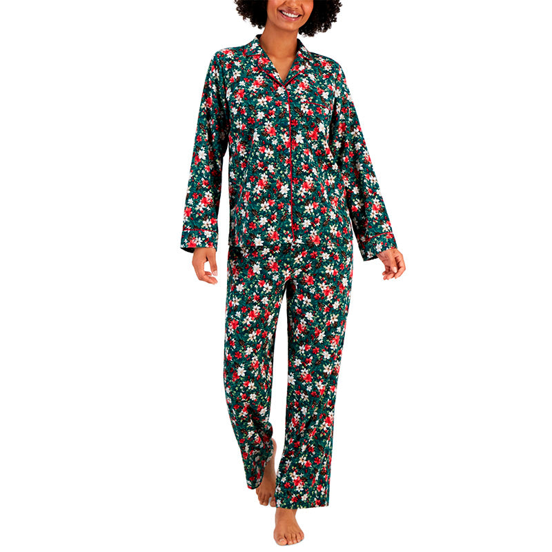 Charter Club Pajama Set Notch Collar Multicolor XL