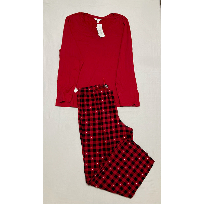 Charter Club 2-Pc. Cotton V-Neck Pajama Set Red XL