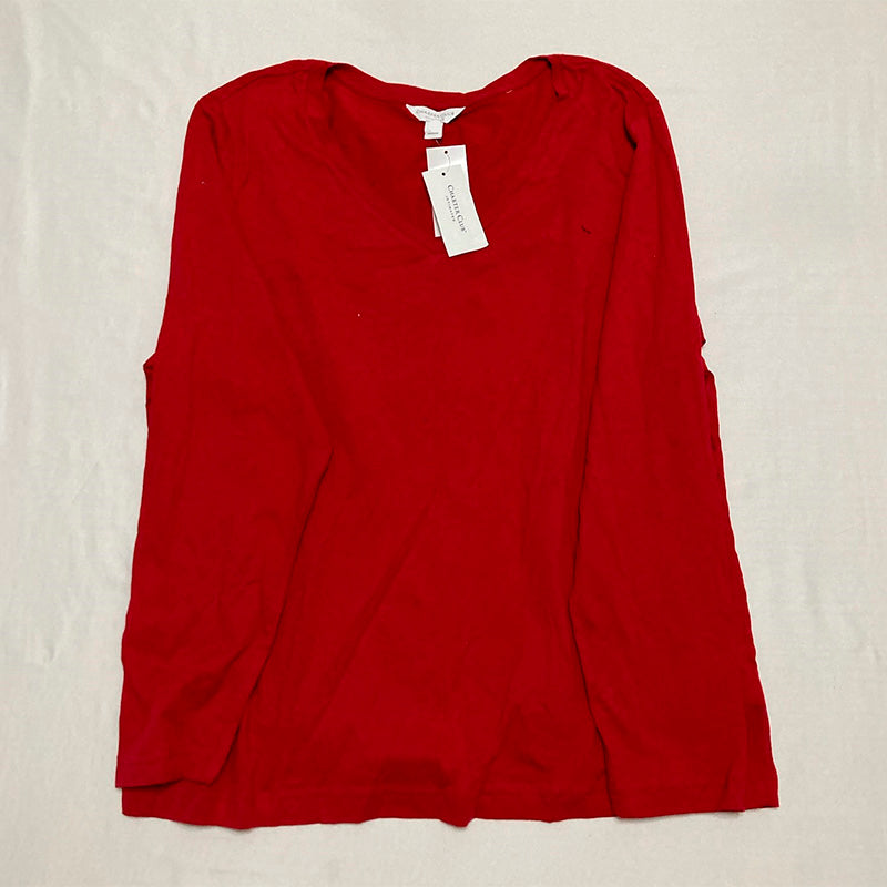 Charter Club 2-Pc. Cotton V-Neck Pajama Set Red XL