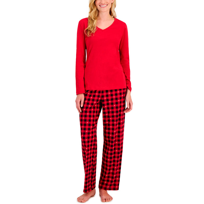 Charter Club 2-Pc. Cotton V-Neck Pajama Set Red XL