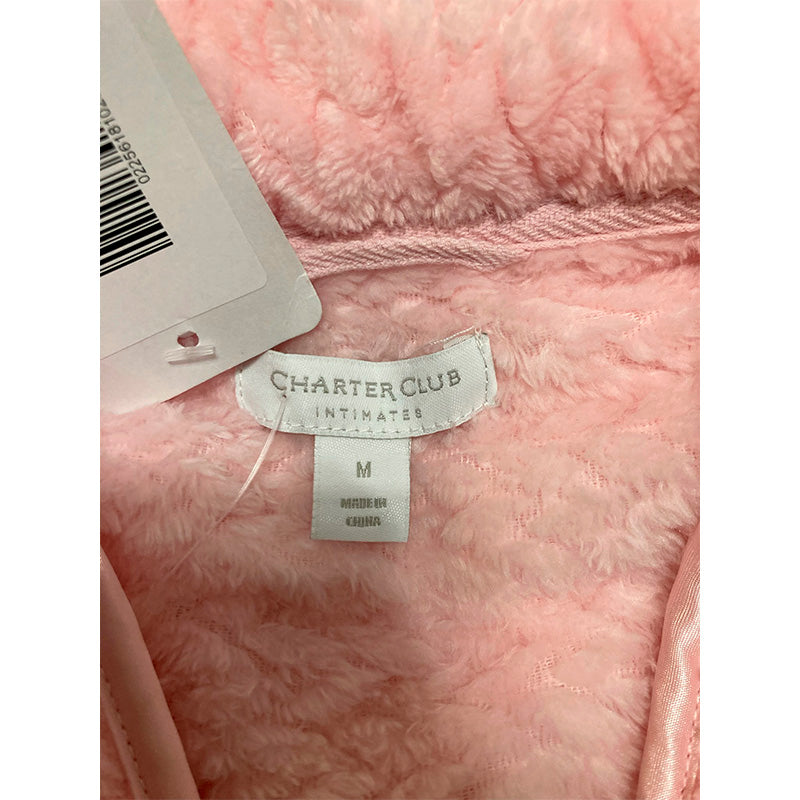 Charter Club Plush Zig Zag Zipper Robe Pink M