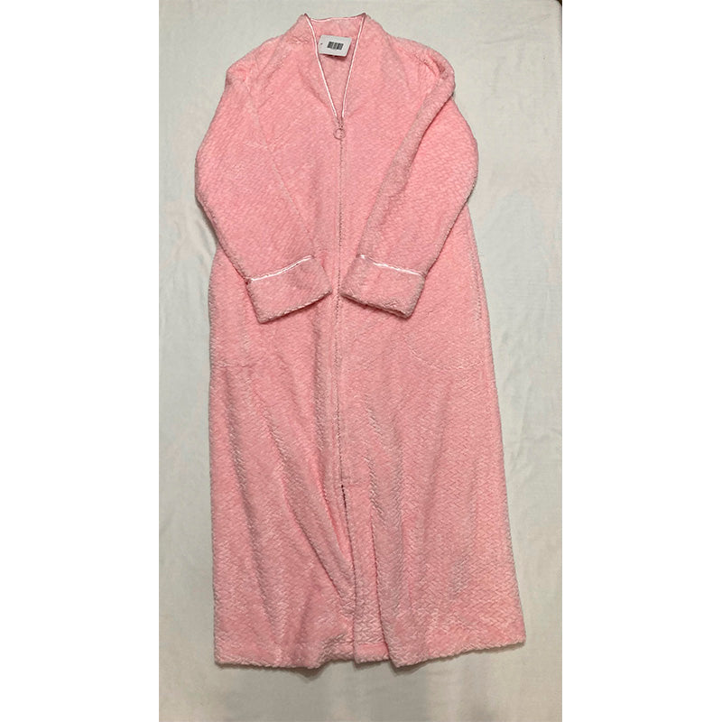 Charter Club Plush Zig Zag Zipper Robe Pink M
