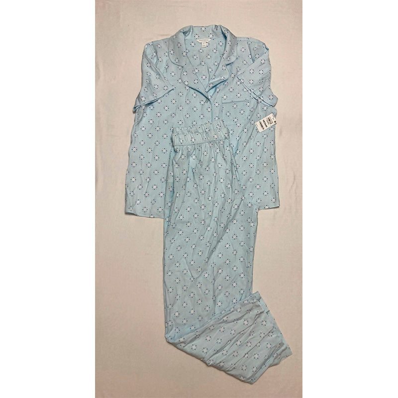 Charter Club Pajama Set Notch Collar Blue Sky M