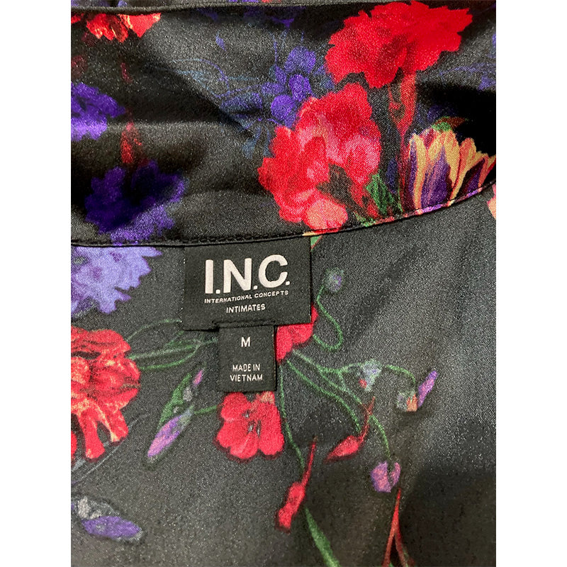 Inc Pajama Set Top And Pants Multicolor Floral Black M